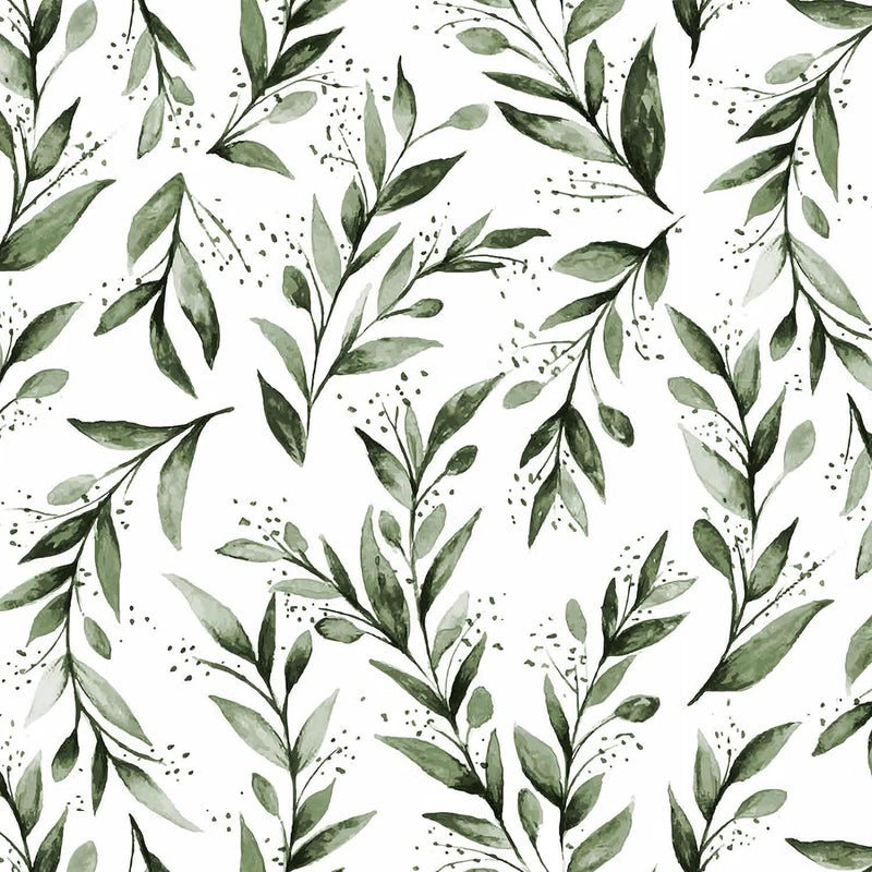 Livebor Green Leaf Wallpaper Peel and Stick Olive Leaf Contact Paper 17.7inch x 393.7inch Green Peel and Stick Wallpaper Modern Farmhouse Wall Paper for Bathroom Neutral Sage Decorative Vinyl - Image 1